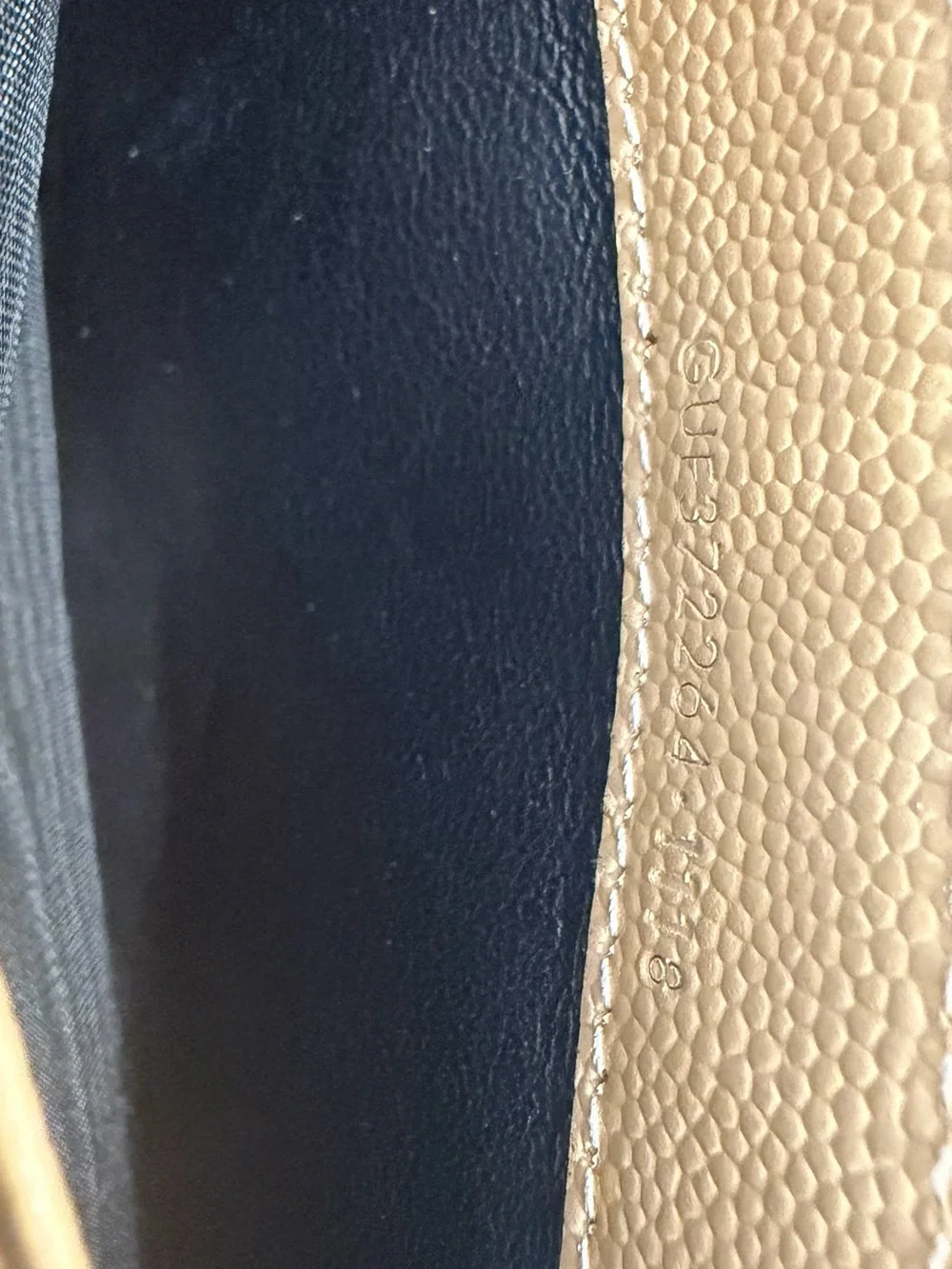 Authentic Saint Laurent YSL WOC wallet on chain Bag Cream and Gold